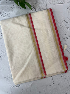 Onam special Semi chanderi silk saree with blouse- MSF567 (10)