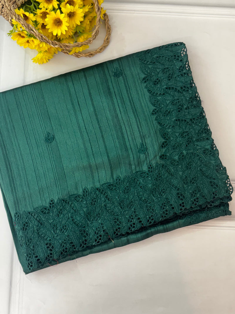 Blended tussar saree with cutwork - MSHK130