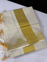 Kerala cotton saree checks - Temple border