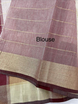 Checks semi chanderi saree  MS9871 - Coffee