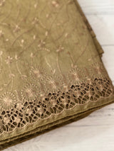 Cutwork crepe blended tussar saree with thread work MTS9078