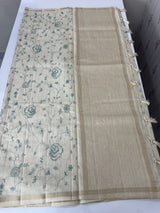 Blended soft tussar saree with cross stitch embriodery MS8666 (4)