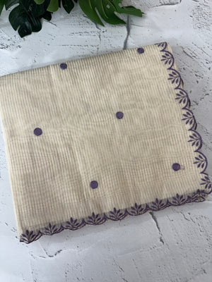Chanderi Tissue silk saree with scalloped borders - MNM222 (thin lines)