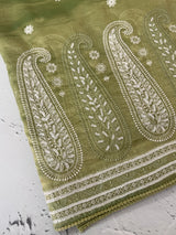 Designer tissue georgette-Organza sarees with blouse MS14927 DustyGreen