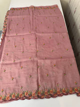 Crush Organza embroidery saree MS14567 OnionPink