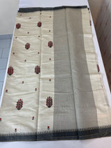 Blended tussar saree with cross embriodery - MSH1456