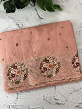 Silky kota embroidery saree MS5407 - Peach
