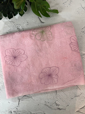 Mul chanderi saree with embroidery - MS1427 LightPink