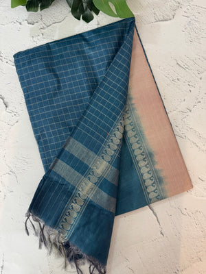 Bhagalpuri Semi tussar saree with contrast retta pattu borders and blouse -MS895(12)