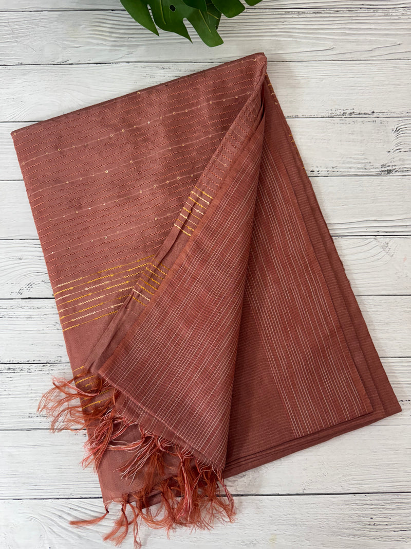 Blended tussar saree with thread work MTS5444