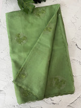 Organza saree with embroidery - MSH375 JadeGreen