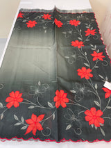 Semi soft tussar appliqué work saree MTS6589