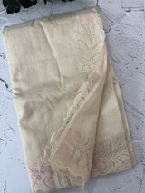 Khadi supernet applique work saree  MSH167 Ivory