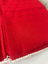 Phulkari Net Kota saree - MS8889 Red (design 1)