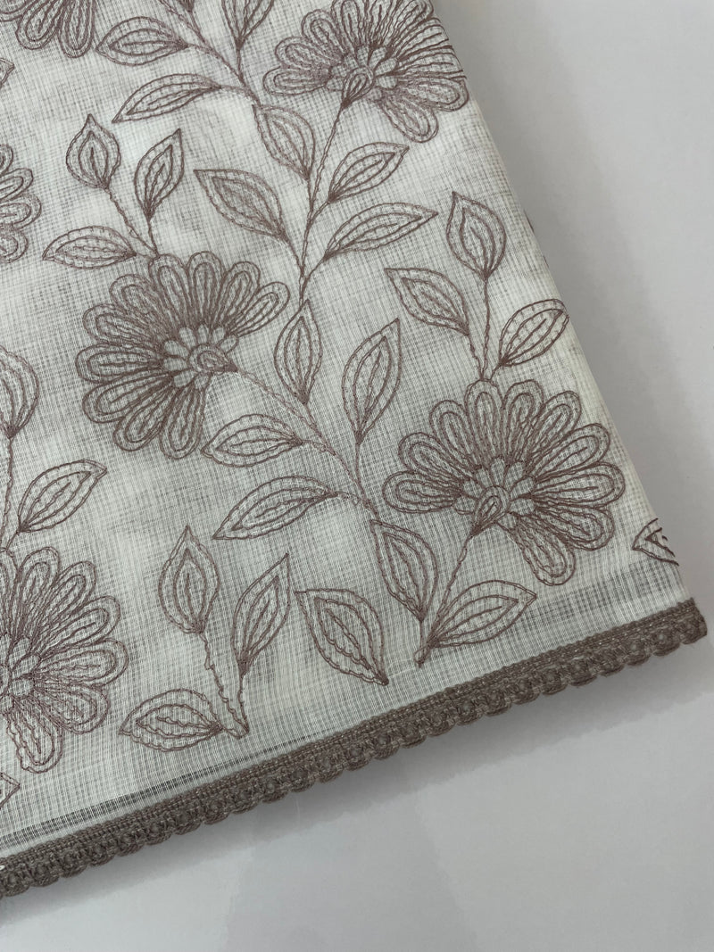 Kota cotton embriodery saree MS1490- White & DuskyMauve