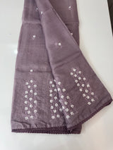 Kota checks saree with embroidery SVTS34 - DuskyLavender