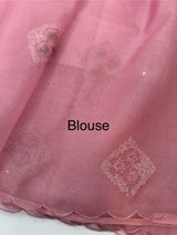 Organza saree with embroidery - MSH375(2) Pink