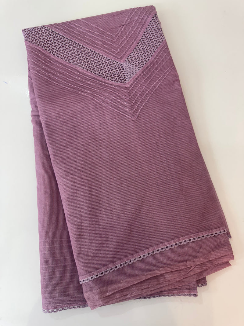 Supernet saree with crochet work and lace border MCJ5433 (V shape Crochet)