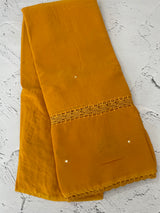 Chiffon georgette saree with corchet work - MS7633 MustardYellow