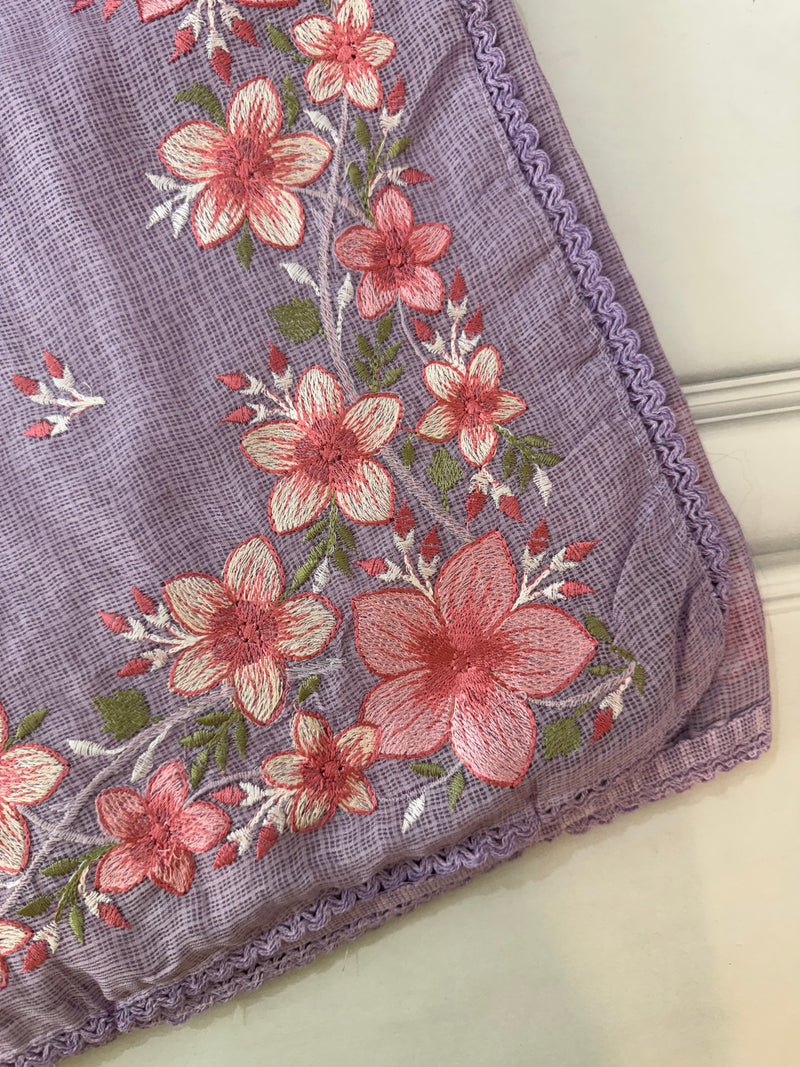 Soft kota checks saree with embroidery SVPSSR Lavender
