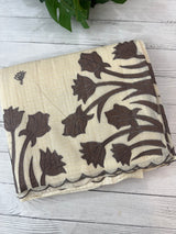 Jute Linen Applique work saree  -MSH128 Offwhite to DarkGrey