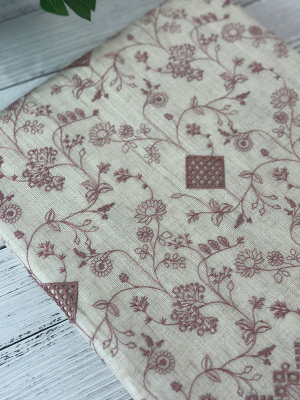 Jute tussar silk saree with cutwork & embroidery MS40414