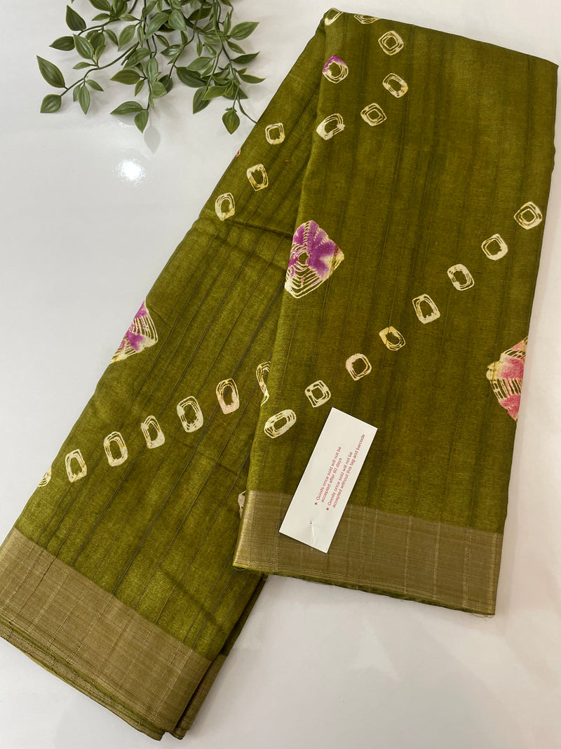 Blended Tusser silk saree with bandhani prints SAHERC