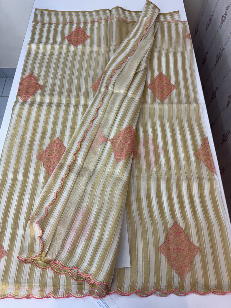 Tissue mix Soft silk saree with embroidery MS8146