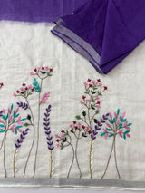 Linen blend Saree with hand embriodery MLS611