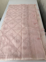 Premium Kota checks saree with Chikankari work  MSH241 PastelPink