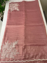 Designer Embroidery Organza Saree with applique work FCAD121 DuskyPink