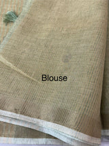 Tissue linen saree with handwork MLS5499