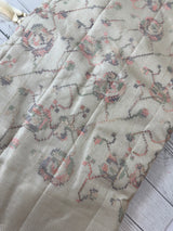 Blended tussar saree with embriodery - MS8665 Cream