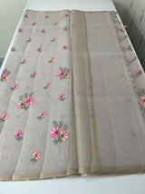 Tissue mix Soft silk saree with embroidery MS8189- Pastel DuskyMauve