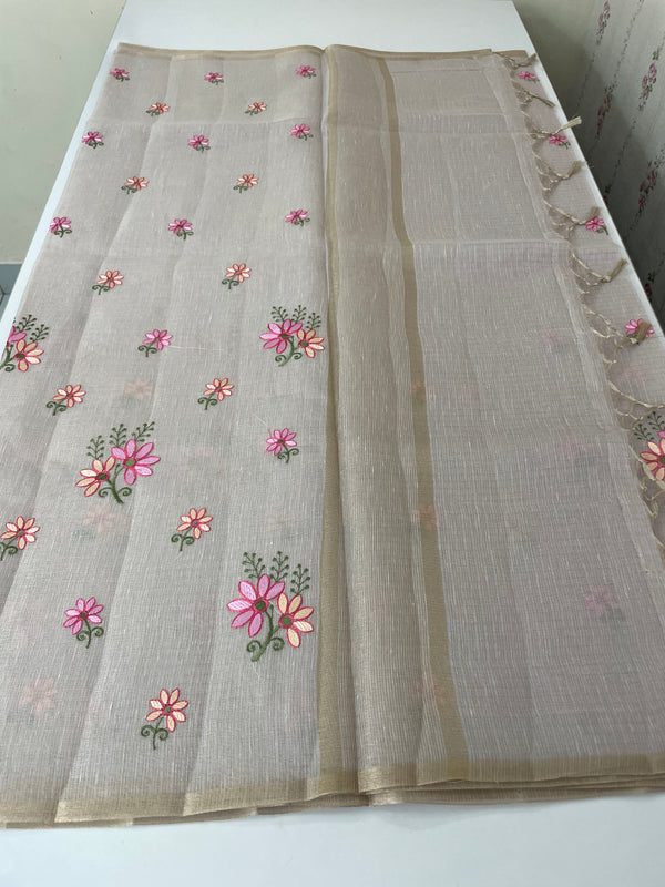Tissue mix Soft silk saree with embroidery MS8189- Pastel DuskyMauve