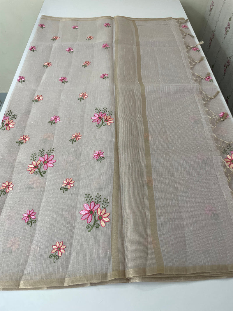 Tissue mix Soft silk saree with embroidery MS8189- Pastel DuskyMauve
