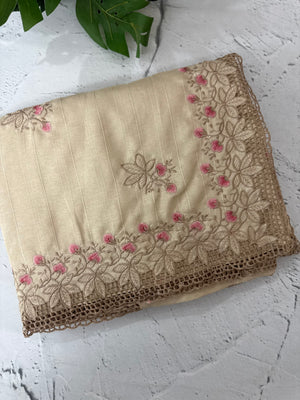 Soft crepe tussar silk saree with embroidery and cutwork MSH207