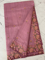 Blended tussar saree with cutwork border- MSHK695