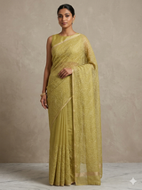 Tissue Silk embriodery saree MS49889- DuskyGreen