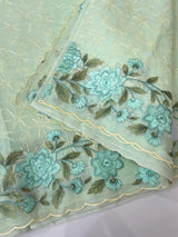 Phulkari NetKota embroidery saree - MSH126 Pastel Green