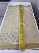 Kerala tissue cotton saree- MSK101 - LightGreen