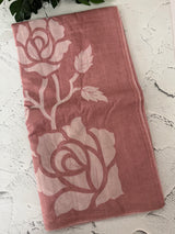 Soft mul chanderi saree with applique work- MSH200 DuskyRose