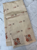 Crushed Matka Blended Tussar silk saree with embroidery MS4890 - Ivory