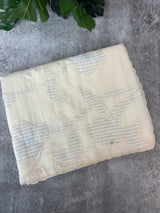 Mul chanderi applique work saree  MSH931- Offwhite to PowderBlue