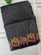 Crush Organza cutwork & embroidery saree MS7544a- Black