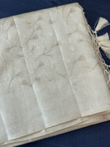 Blended tussar saree with embriodery - MS8665 Cream