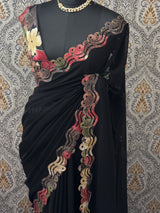Pure Georgette saree MGS78 _ Black