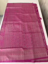 Silver zari woven soft silk saree with brocade blouse MSB5666 Magenta