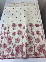 Mul chanderi embriodery saree  MSH135 - Offwhite & Red (Design2)
