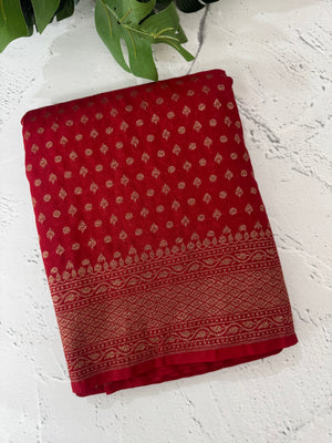 Semi Banarasi Georgette saree MKGS612 DeepRed